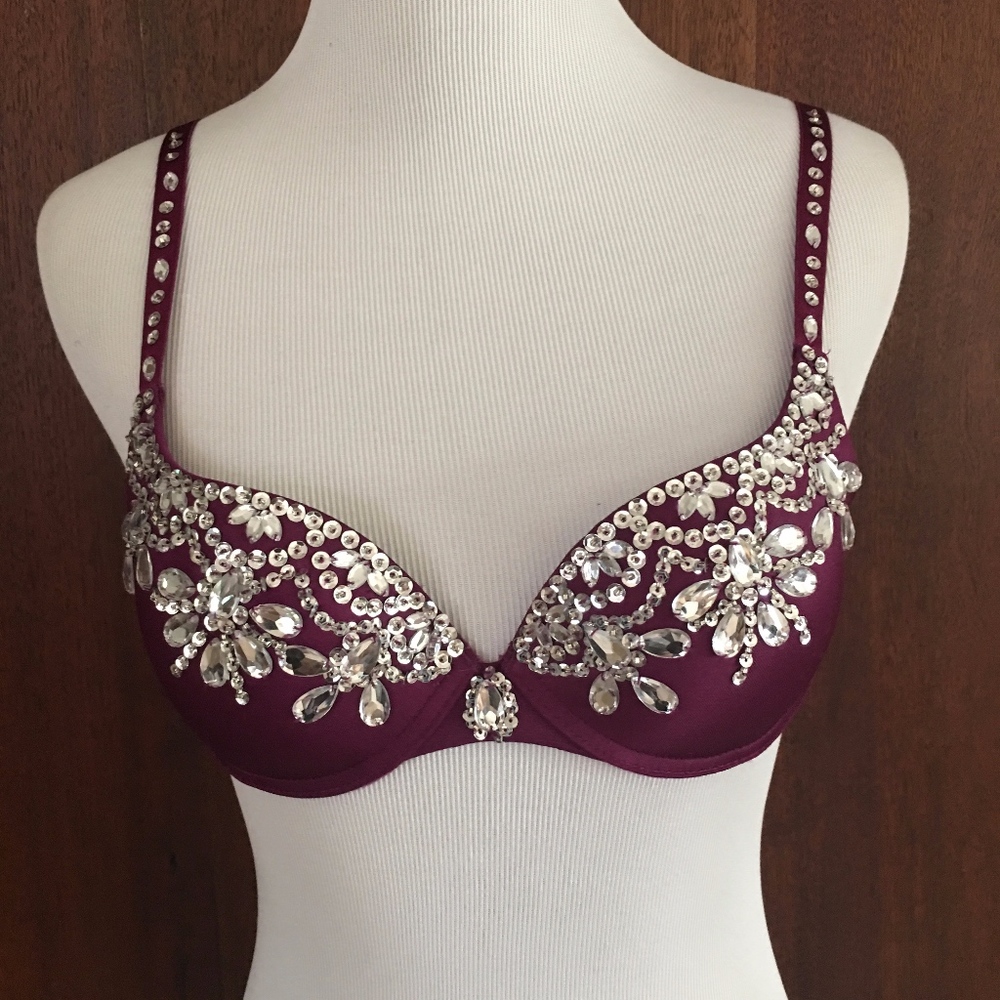 Bejeweled Bra 32B Crown Jewels Rhinestone...